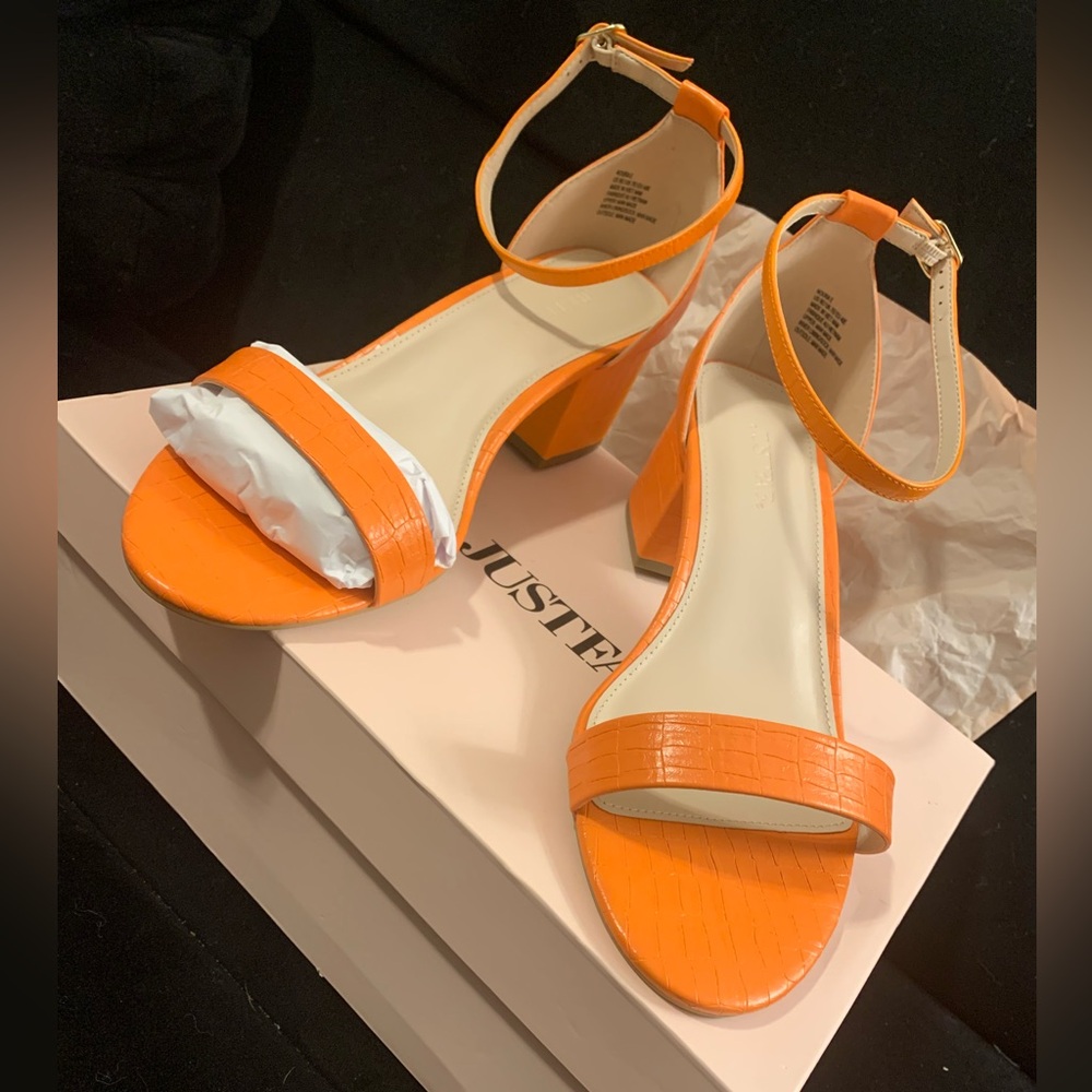 JustFab “Noura-E” Tangerine Heels with Ankle Strap